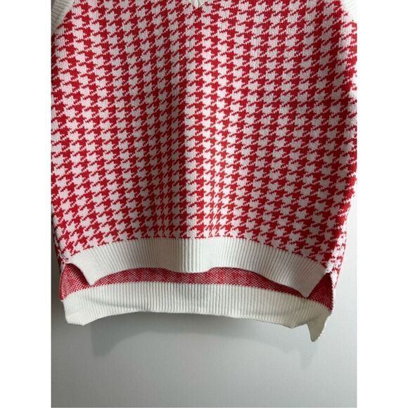 Houndstooth Sweater Vest Orange Coral - Picture 8 of 9